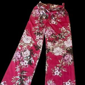 New York & Company High waisted wide leg floral pants paperbag  NWT size S